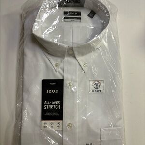 NEW Izod Solid White Shirt Tall Fit 17.5 - 35-36 All Over Stretch